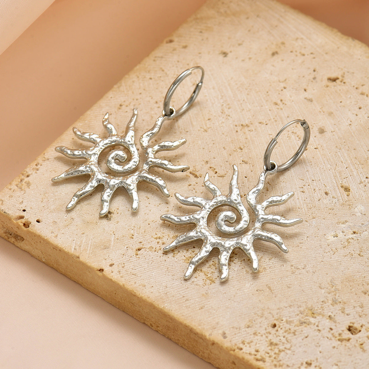 Gold Sun Necklace Hollow Pendant Earrings LadyShow.Store