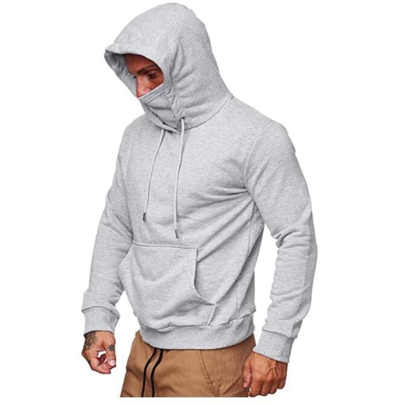 Men's Solid Color Plus Fleece Hoodie Sweatshirt