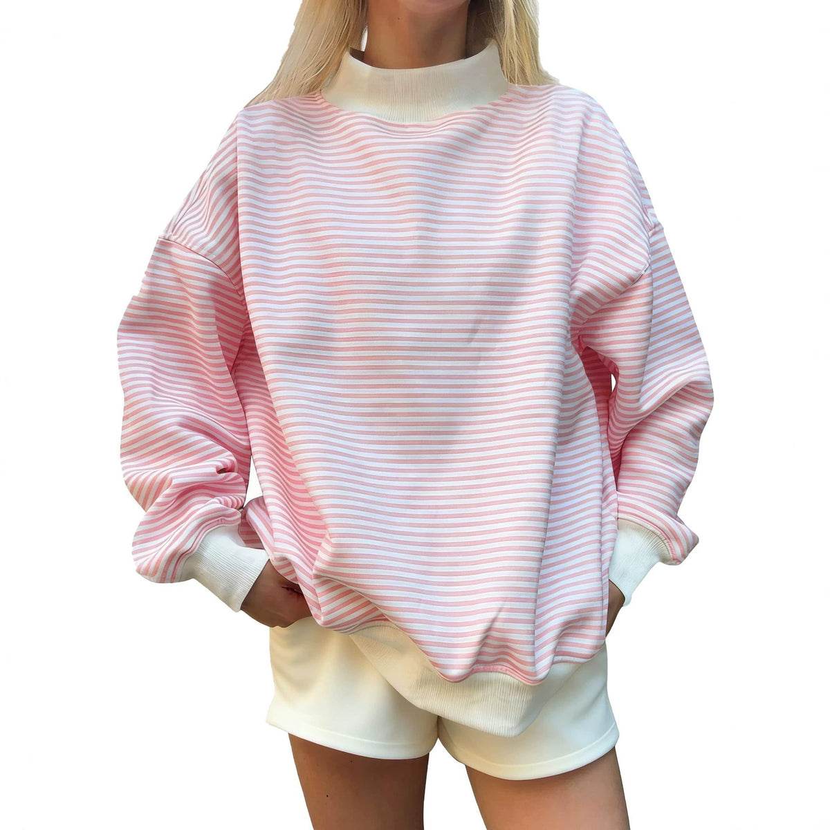 2026 Women's Fall New Fashion Casual Striped Long-Sleeved Pullover Loose Sweatshirt NorixaFashion.com
