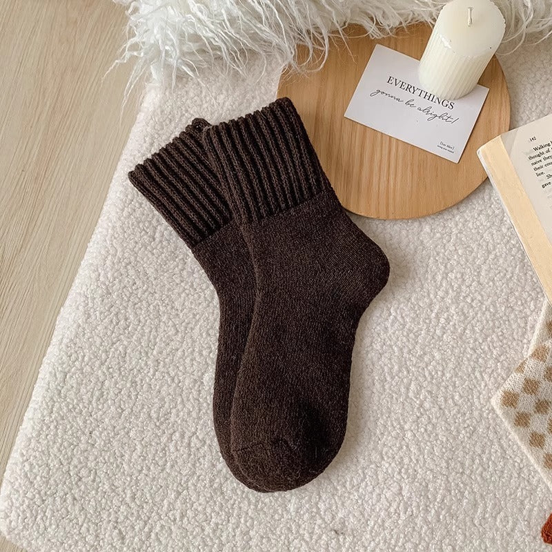 Ins Knitted Socks Winter Warm Thickened Solid Loop Socks High Ribbed Sweat-absorbent Floor Sock Best YouTube Store