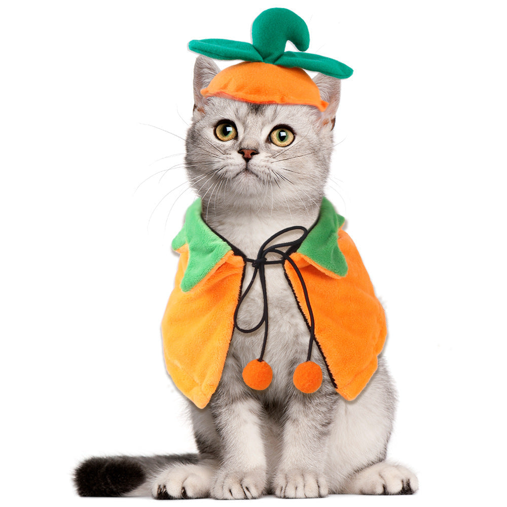 Halloween Pumpkin Double-sided Dog Cloak Cat Halloween Ornaments Pets Fashion