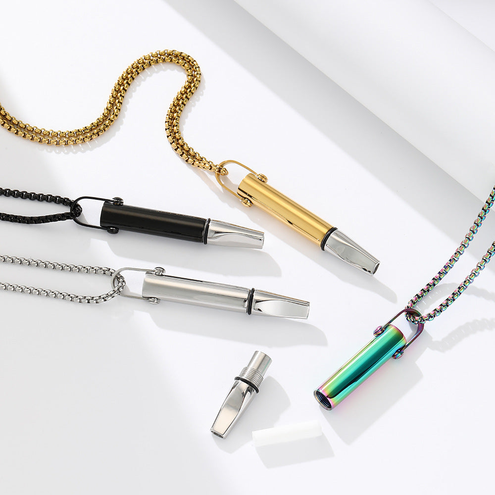 Breathing Resistance Whistle Necklace Round Tube Built-in Cotton Core LadyShow.Store