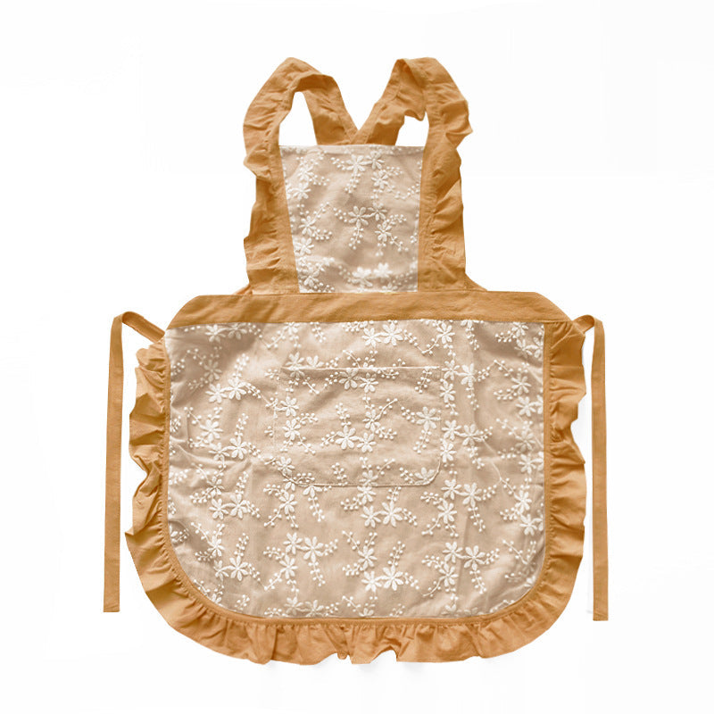 Kitchen Household Minimalist Cotton Linen Lace X Strap Apron PearlNestDecor.com