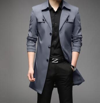 Men's Mid-Length Casual Windbreaker Jacket (Spring/Autumn) Pi-Mart