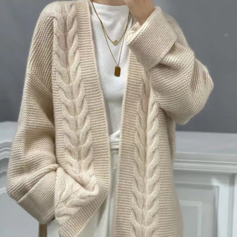Wool Knit Cardigan For Women Mid-length Autumnwinter Style Best YouTube Store