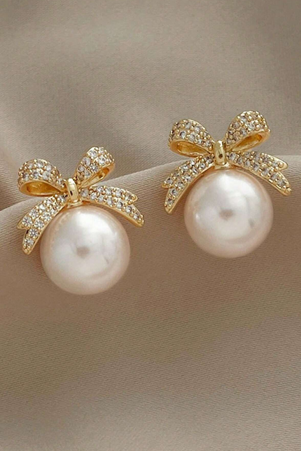 Ellis Rhinestone Bowknot Pearl Earrings LuxuryLifeWay Online Store