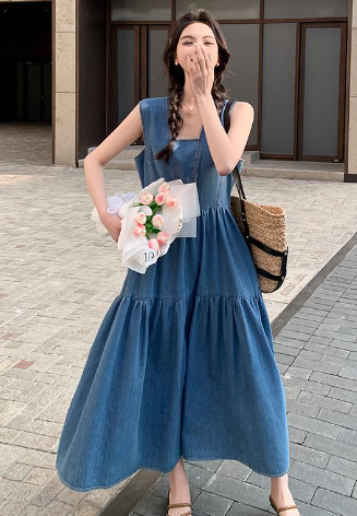 Denim Strap Dress for Women Pi-Mart