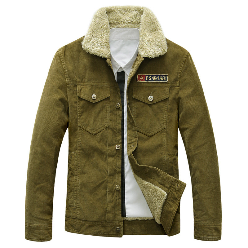 Men's Corduroy Jacket with Fleece Lining (Plus Size) Pi-Mart