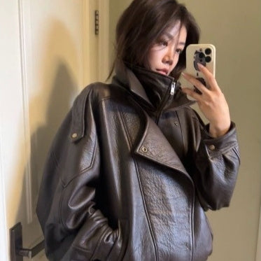 Vintage Industrial Leather Jacket With A High-end Feel LadyShow.Store