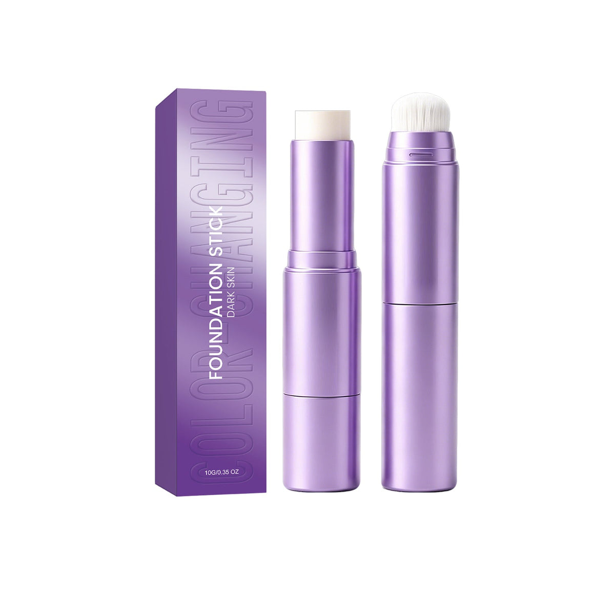 Light, Thin, Delicate, Skin Friendly, Easy To Put On Daily Makeup, No Mask, Two In One Color Changing Foundation Make-up Stick  Dark Skin Color , 10g, 1 Box Tri Light Beauty