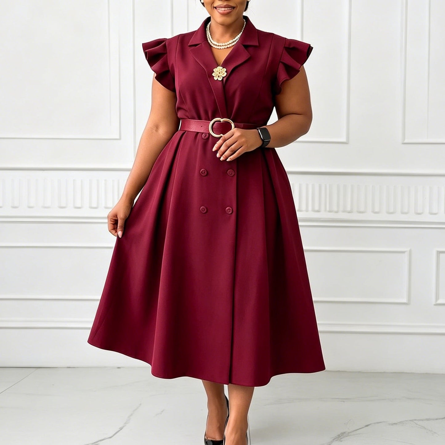 Double-breasted African Dress For Women NorixaFashion.com