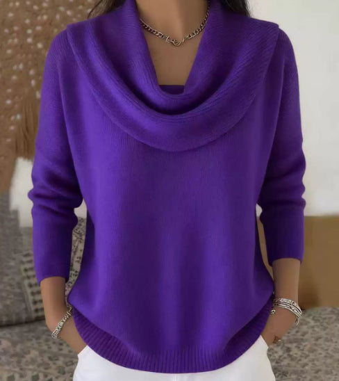Women Soft-Shine Relaxed Round Neck Knit Sweater LadyShow.Store