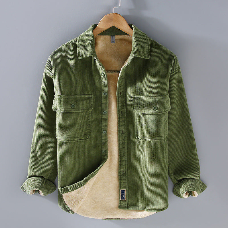 Men's Fleece Lined Padded Warm Keeping Casual Coat Shirt LadyShow.Store