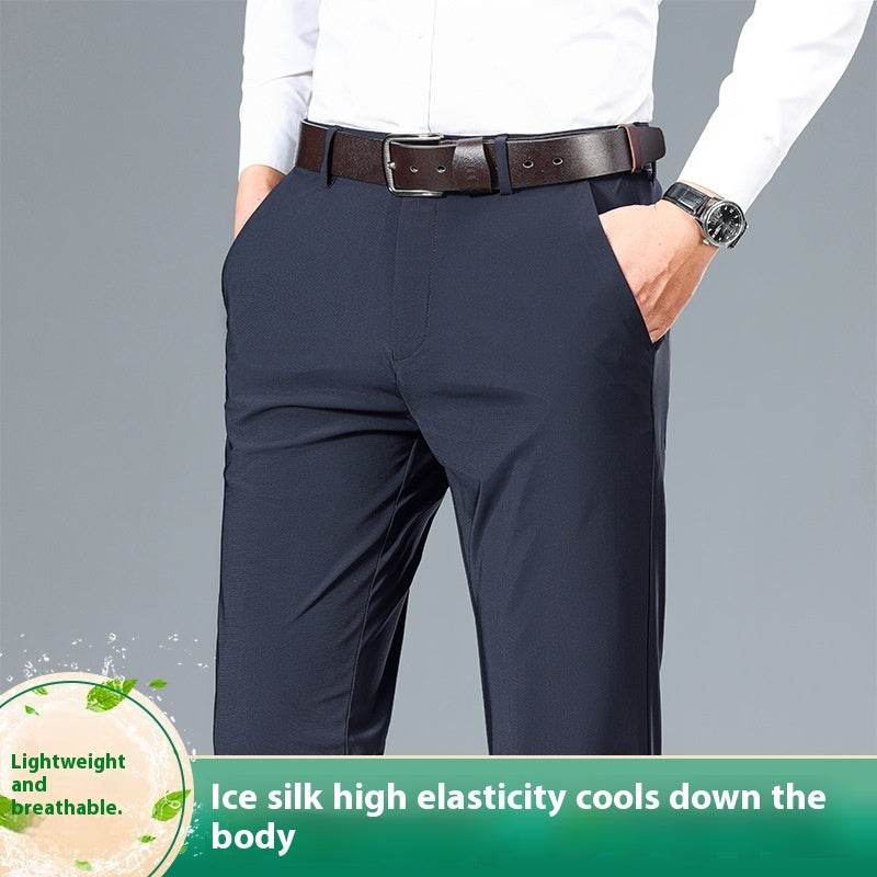 Men's High Elastic Jinammonia Ice Silk Casual Pants NorixaFashion.com