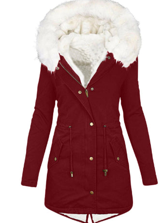 Women's cotton padded jacket with white collar LuxuryLifeWay Online Store