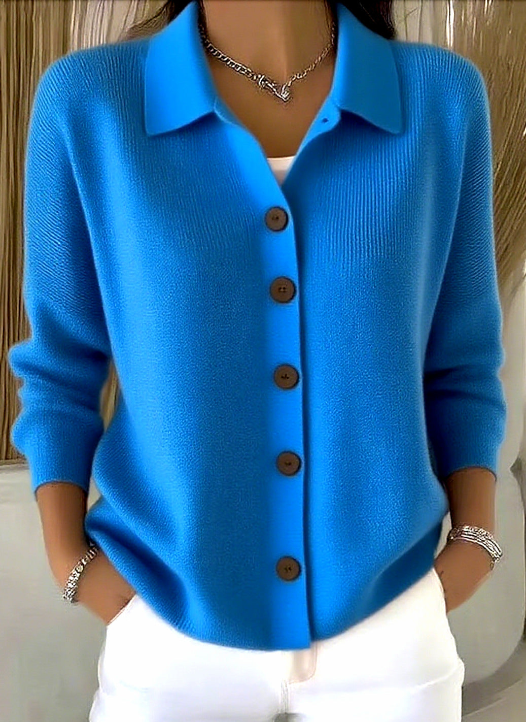Button-knitted Lapel Sweater Cardigan Coat For Women LadyShow.Store