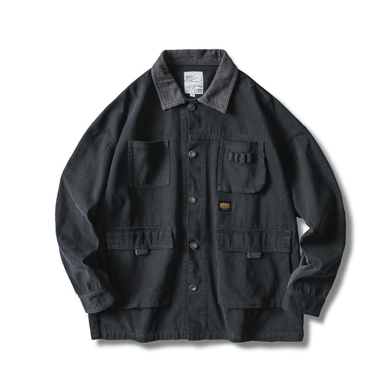 Men's Loose Workwear Jacket with Corduroy Collar Pi-Mart