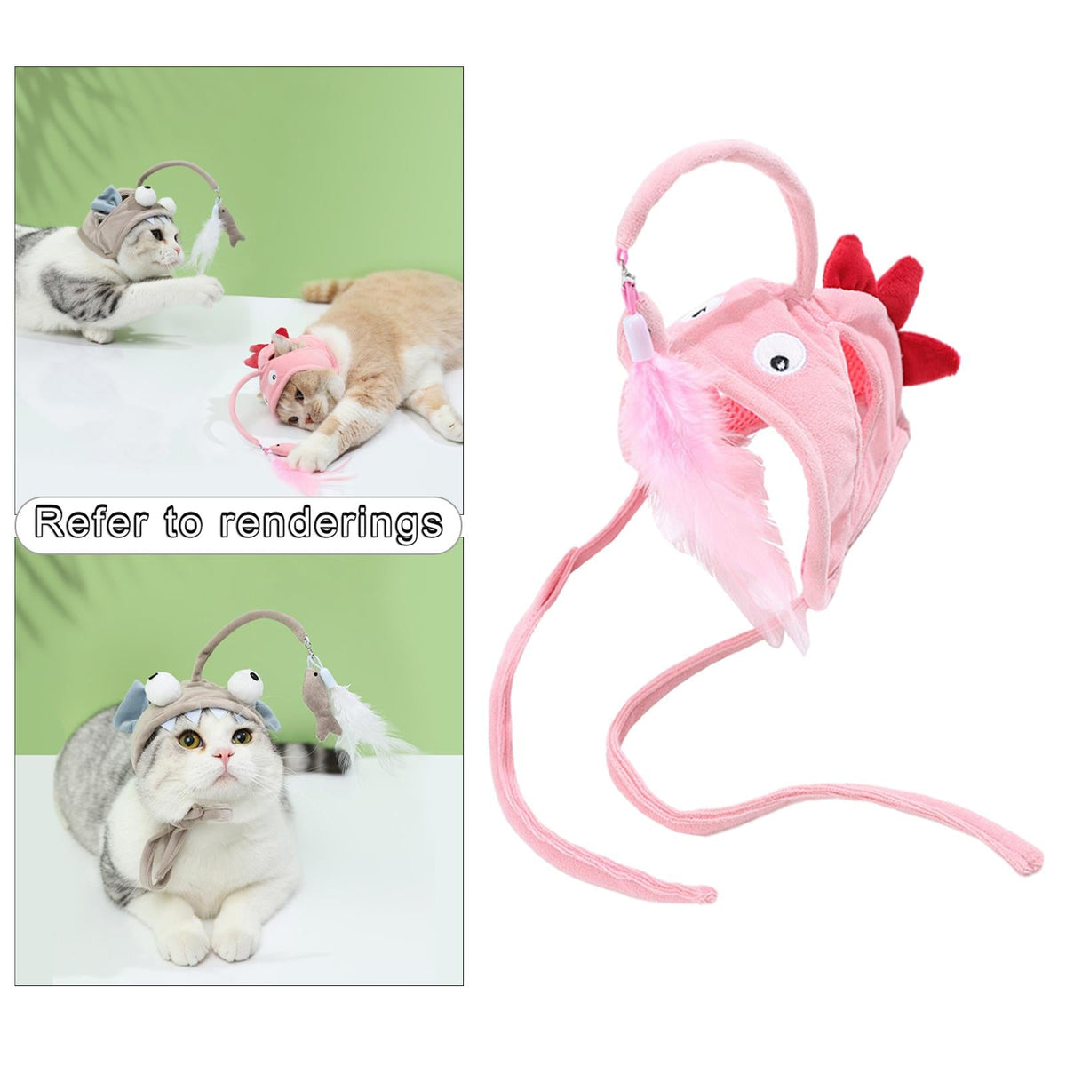 New Head Wearing Feather Funny Cat Stick Funny Cat Toy Stick Gray Big Eye Pet Toys Pet Products Pets Fashion