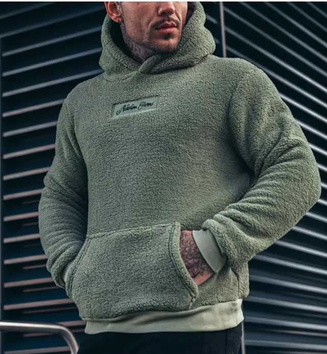 Men's Jacket Fashion Hooded Plush Sweater Pi-Mart