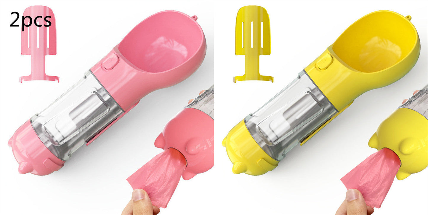 Pet Water Bottle Feeder Bowl Garbage Bag Storage Portable Pet Outdoor Travel 3 In 1 Dog Water Bottle Pets Fashion