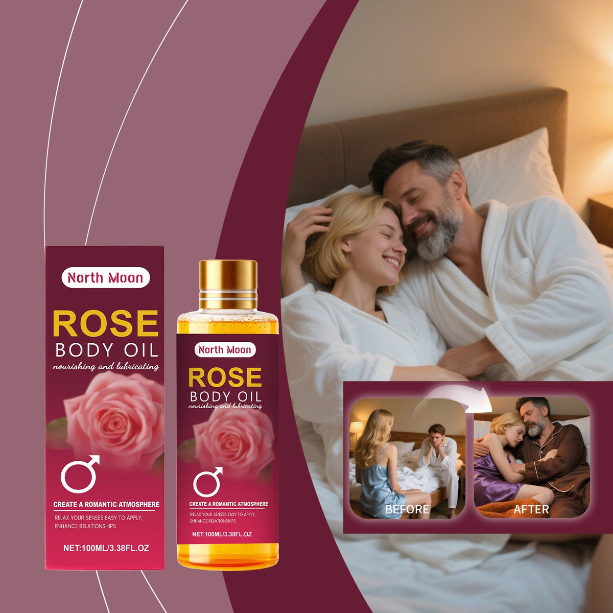 Contains Rose Plant Essence To Relax Senses, Adult Body And Mind Balance Essential Oil, Body Massage Essential Oil 100ml, 1 Box Tri Light Beauty