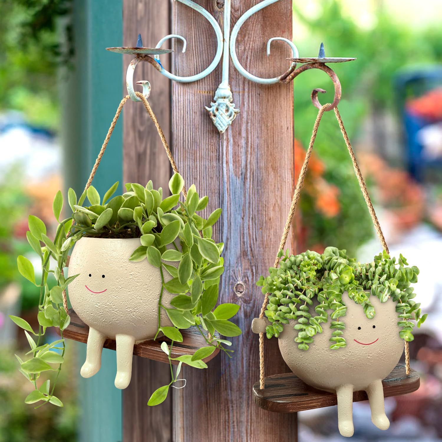 Hanging Swing Face Planter Pot PearlNestDecor.com