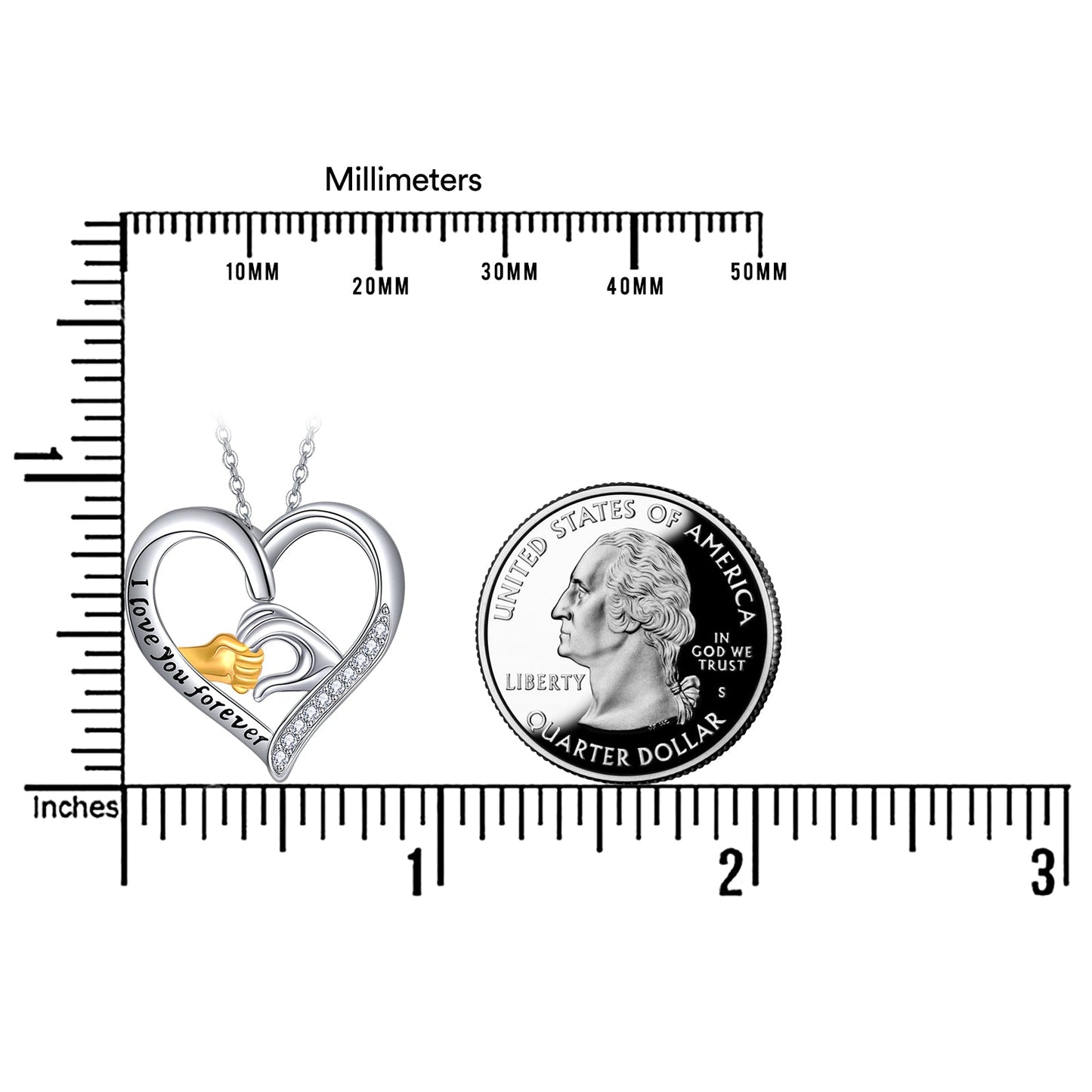 Mother and Child Hands Love Heart Pendant Necklace Jewelry for Women I Love You Forever LadyShow.Store