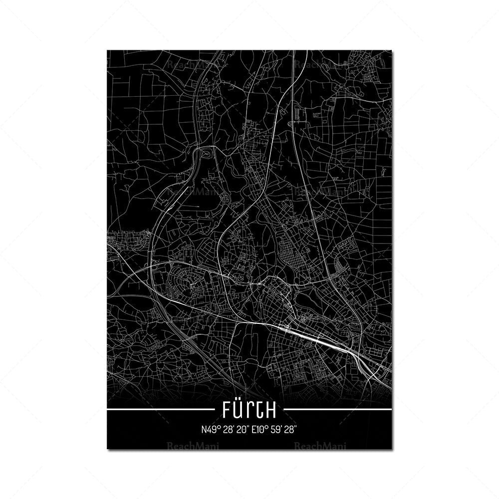 Map Black Line Poster Canvas Painting Home Decor Wall Art PearlNestDecor.com