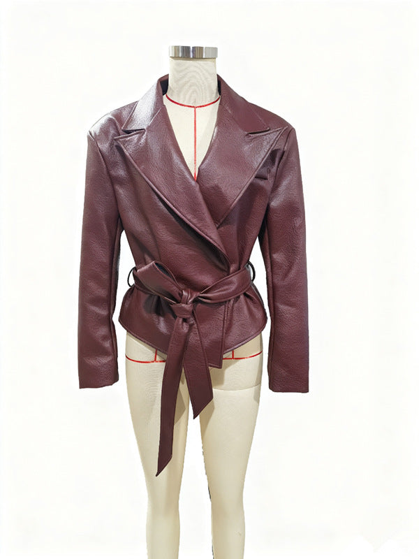 Women's Motorcycle Cool Strapped Temperament Leather Jacket LadyShow.Store