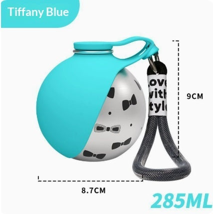 Outdoor 304 Stainless Steel Round Hanging Carabiner Folding Silicone Water Bottle Pets Fashion