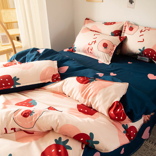 Washed Cotton Four-piece Duvet Cover Sheet Bedding CJD2