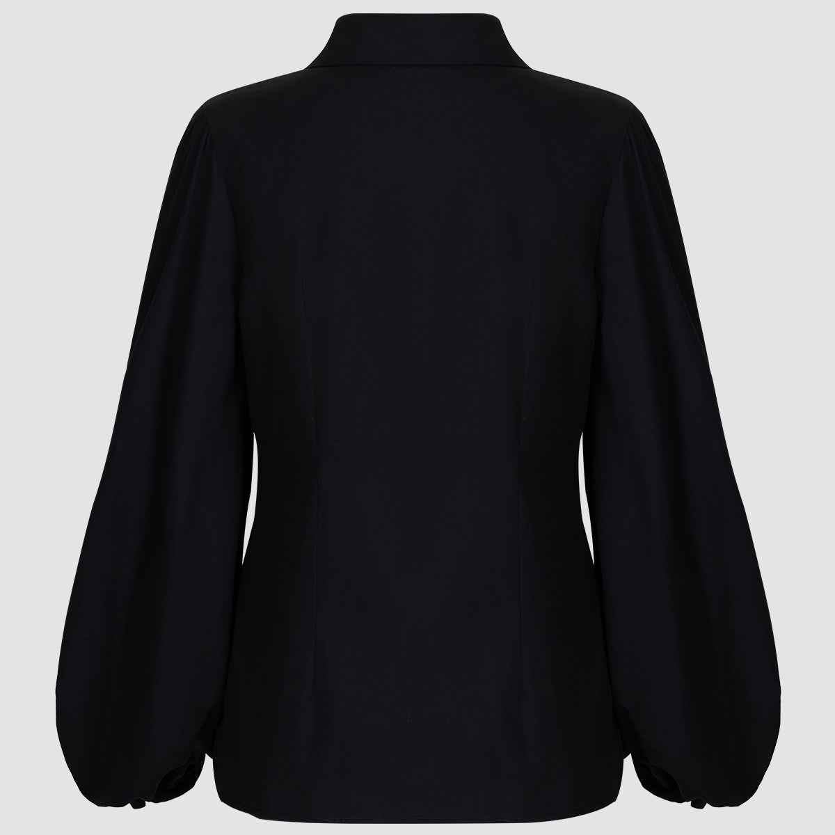 Black Oversized Collar Balloon Sleeve Shirt NorixaFashion.com
