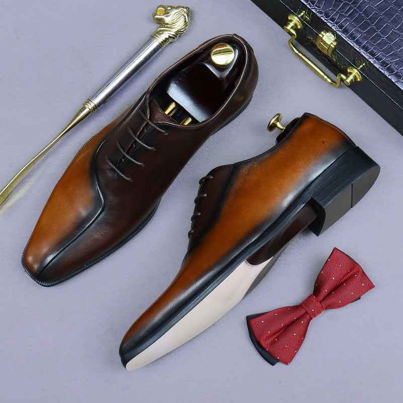 Mens Formal Leather Dress Shoes In British Style With A Color-block Design Best YouTube Store