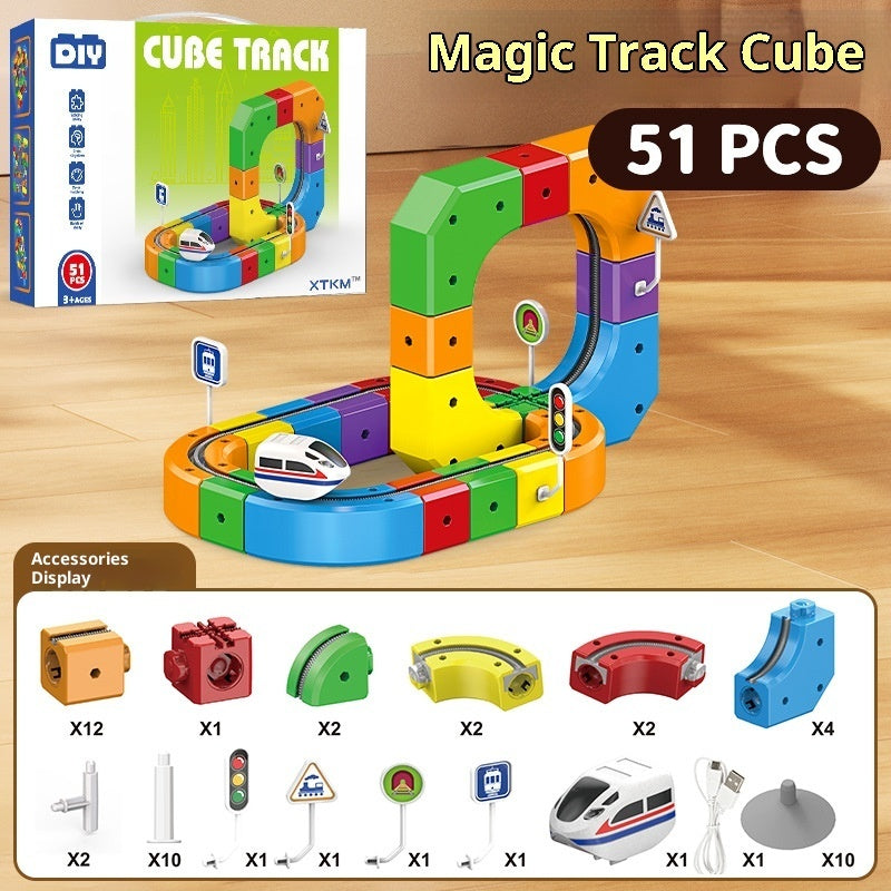 Small Train Track Cube Electric Assembled Building Block Toys LuxuryLifeWay Online Store