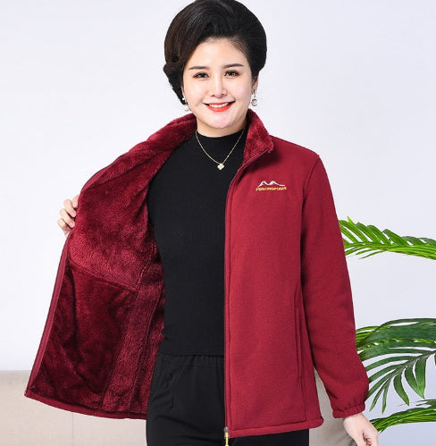 Middle-aged And Elderly Thickened Fleece Hooded Sweatshirt LadyShow.Store