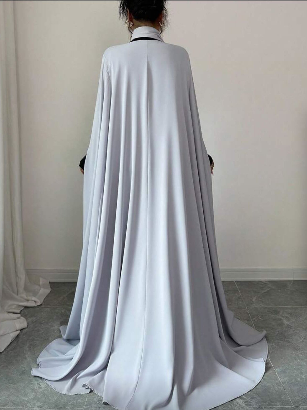 Light Grey Longline Cloak Dress NorixaFashion.com