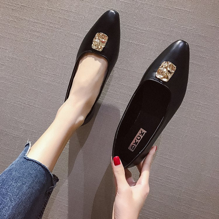 Fashionable Women's Flat Shoes with Metal Accents LadyShow.Store