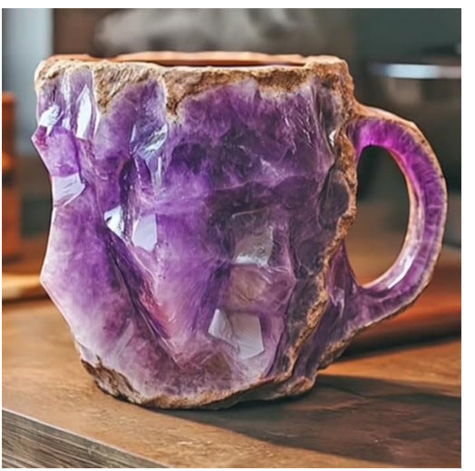 400ml Resin Mineral Crystal Coffee Mugs With Handles Elegant Fake Mineral Crystal Cup For Workplace Home Decor Christmas Gift Kitchen Gadgets PearlNestDecor.com