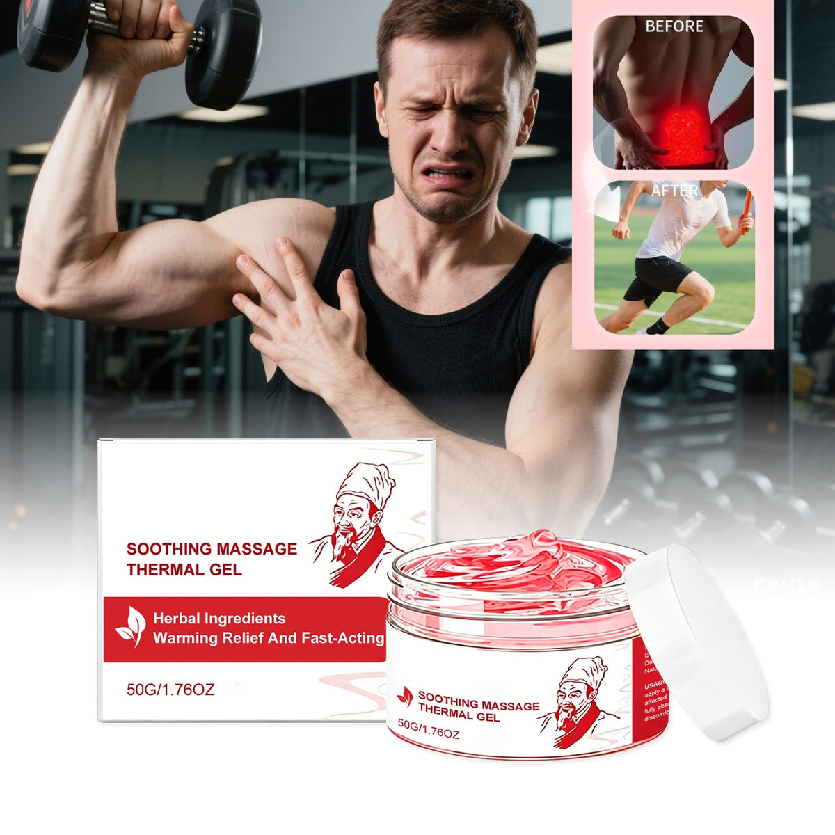 Mild Formula Care Knee, Shoulder, Neck, Elbow Joint, Massage, Apply Externally, Easy To Absorb, Soothing Massage Gel 50g, 1 Box Tri Light Beauty