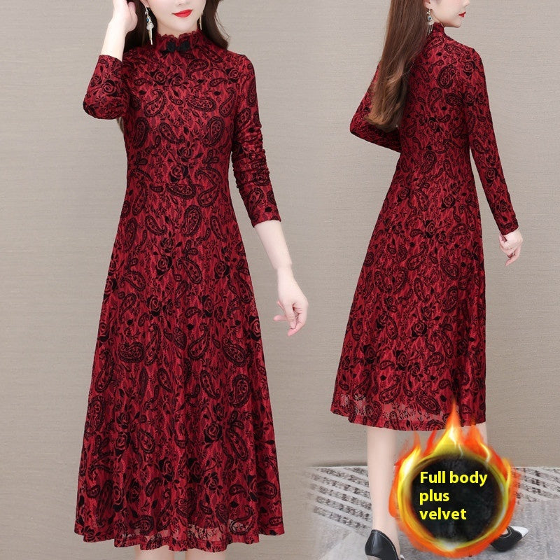 Fashion Personality Lace Velvet Dress Women NorixaFashion.com