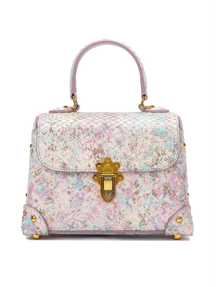 Women's Toe Layer Cowhide Fashion Snake Pattern Handbag LadyShow.Store