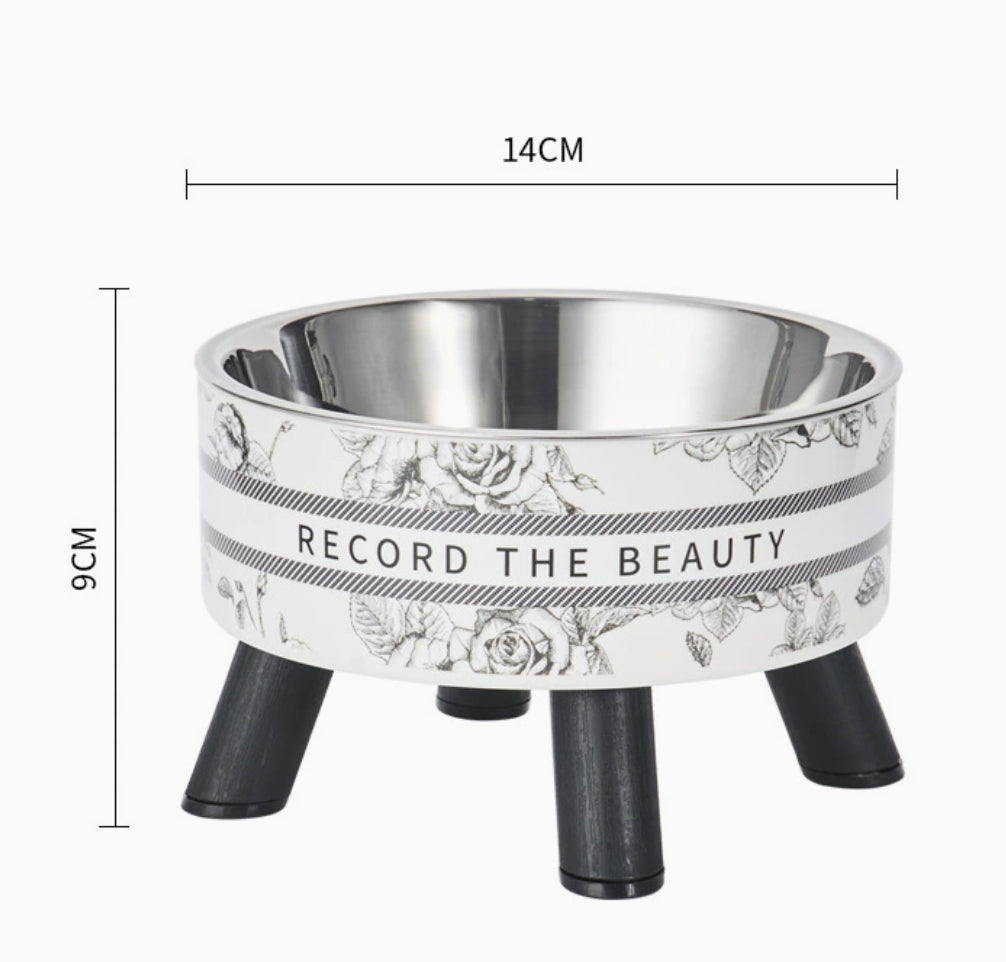 Retro Cat Elevated Bowl Stainless Steel Cat Water Bowl Pets Fashion