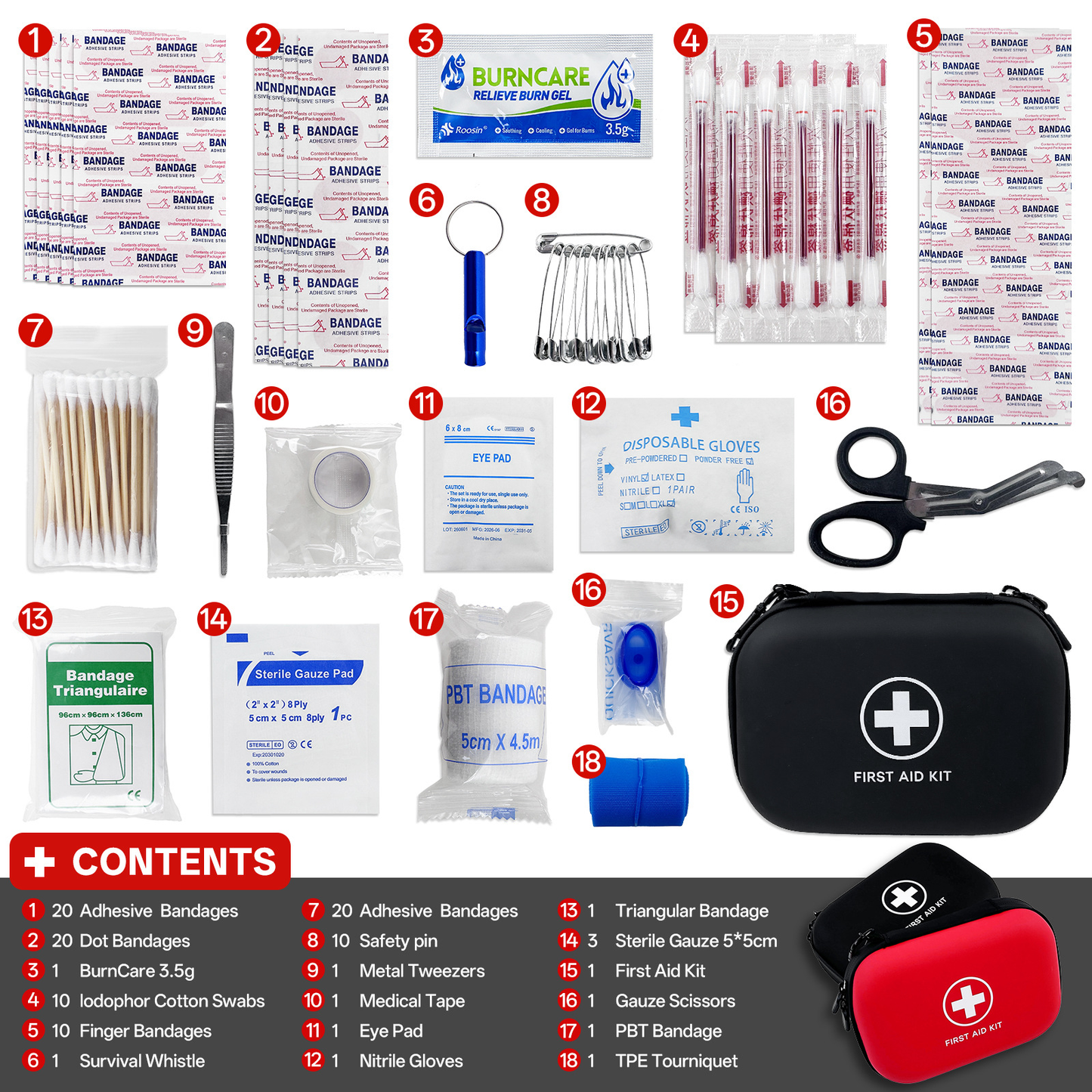 91pcs Portable Emergency First Aid Kit for Travel Pi-Mart