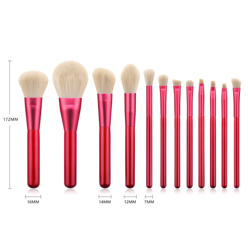 12-Piece Ruby Red Makeup Brush Set LadyShow.Store