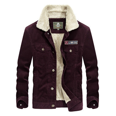 Men's Corduroy Jacket with Fleece Lining (Plus Size) Pi-Mart