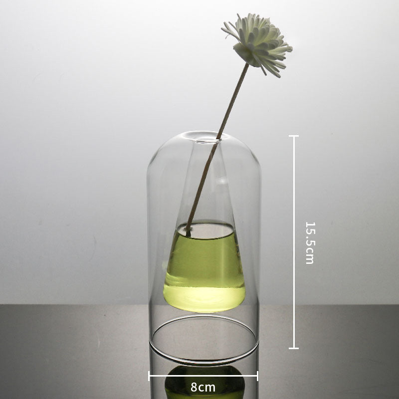 Vases Glass Vase Home Decor Room Decor Modern Wedding Decoration Hydroponic Flower Pot Double Glass Container Crafts Ornament PearlNestDecor.com
