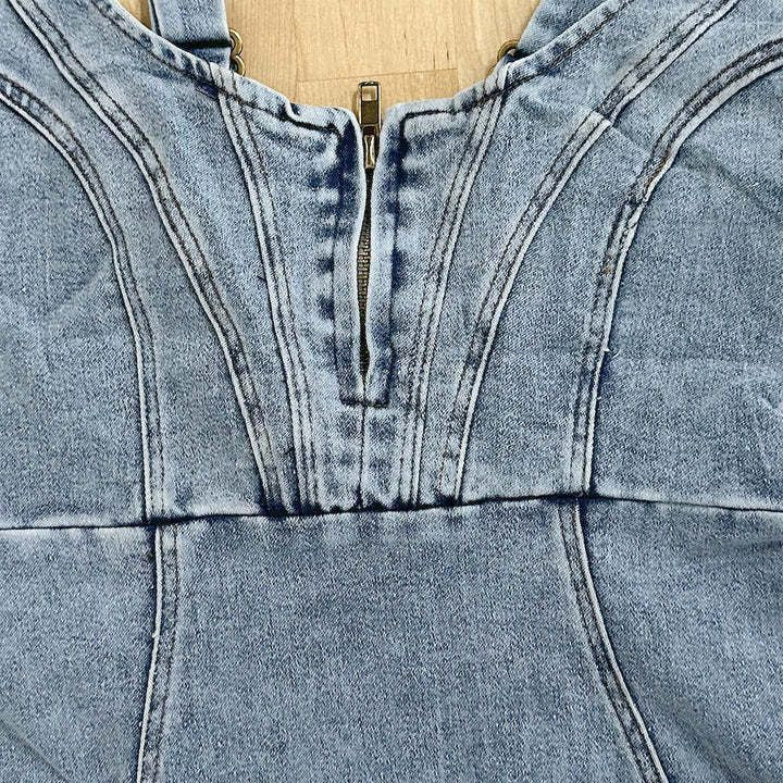 2023 Summer Casual U-Neck Denim Dress for Women Pi-Mart