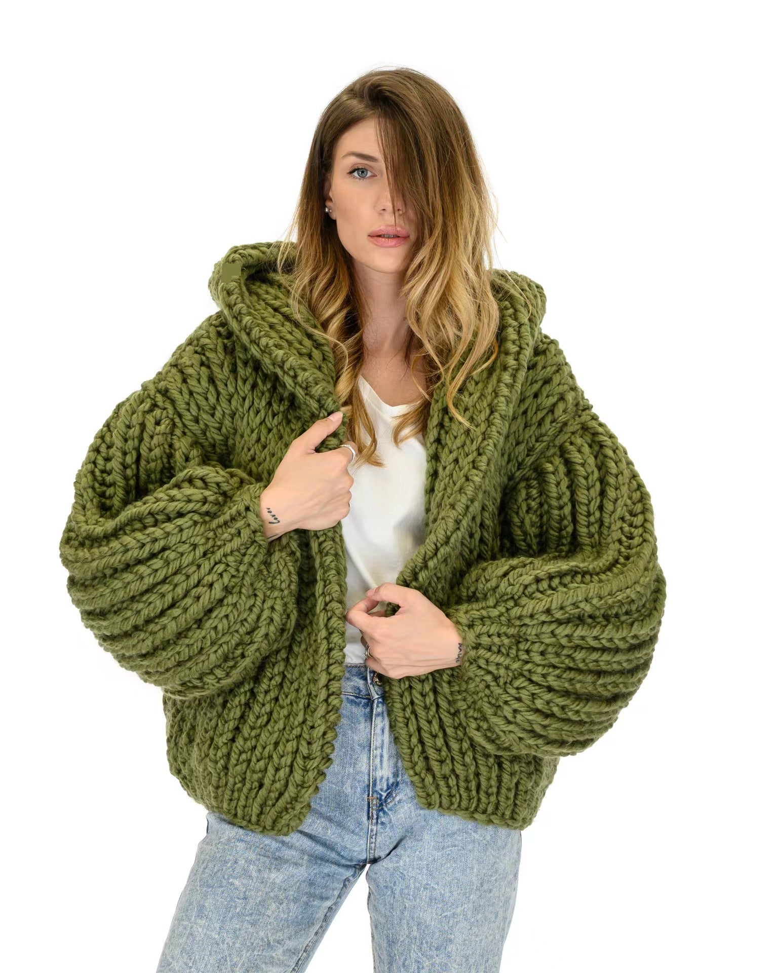 Women's Loose And Lazy Style Hooded Cardigan Sweater Best YouTube Store