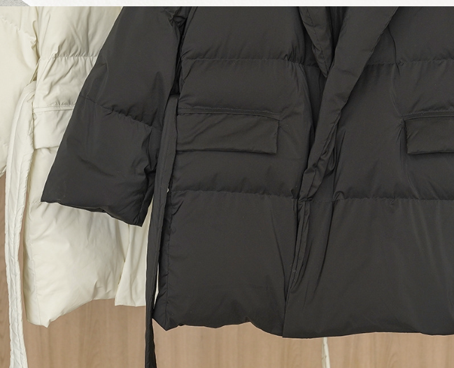 Mid-Length Loose Down Jacket with Suit Collar Pi-Mart