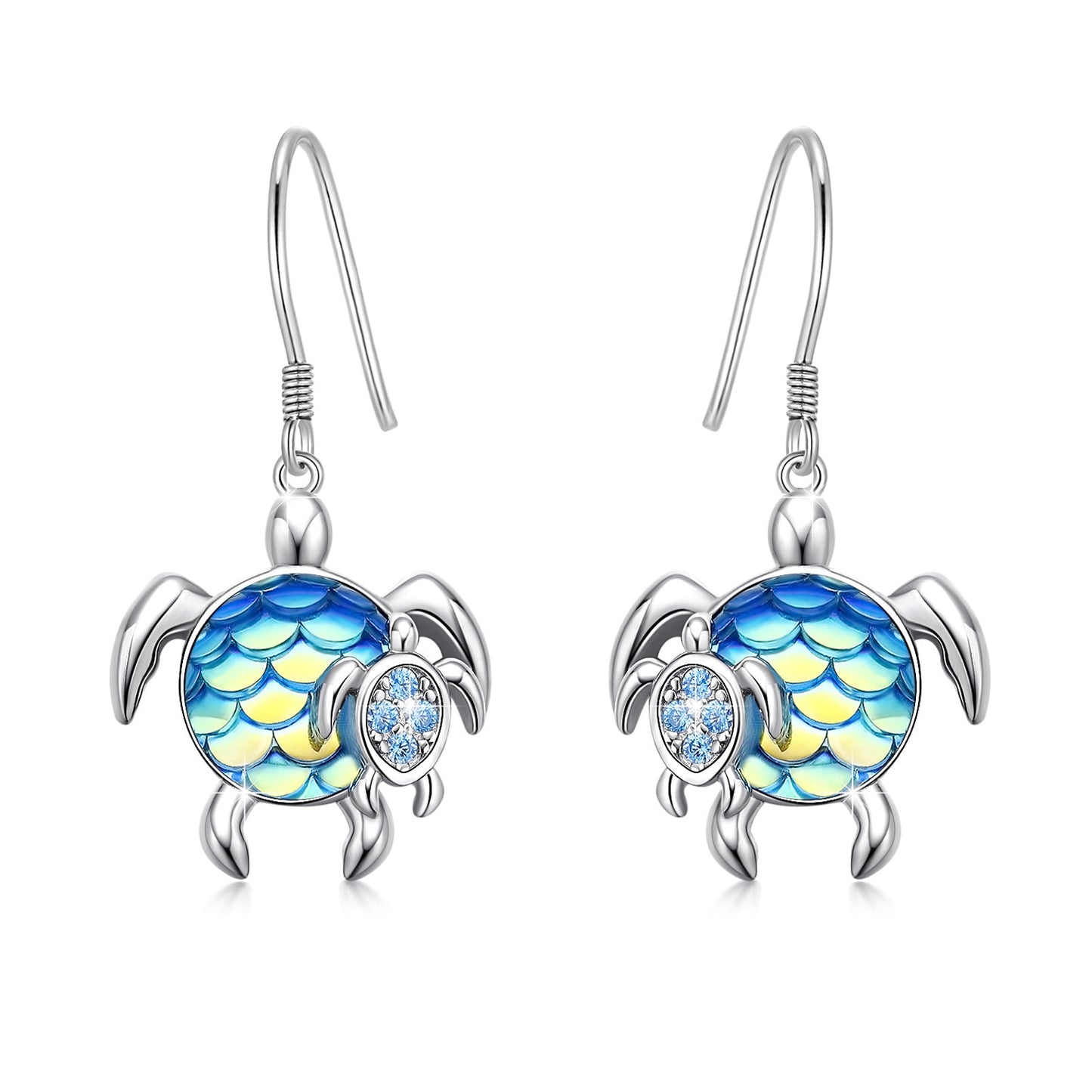 Turtle Earrings Sterling Silver Mom and Baby Dangle Mother and Daughter Tortoise LadyShow.Store